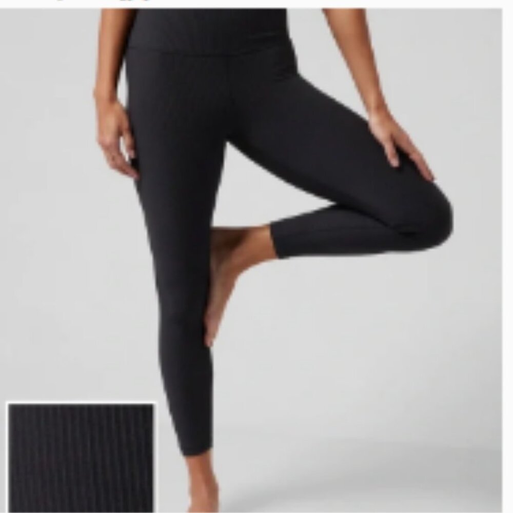 ATHLETA Womens Black Elation Rib Thigh Sz Small Yoga Pilates Stretch Workout Run